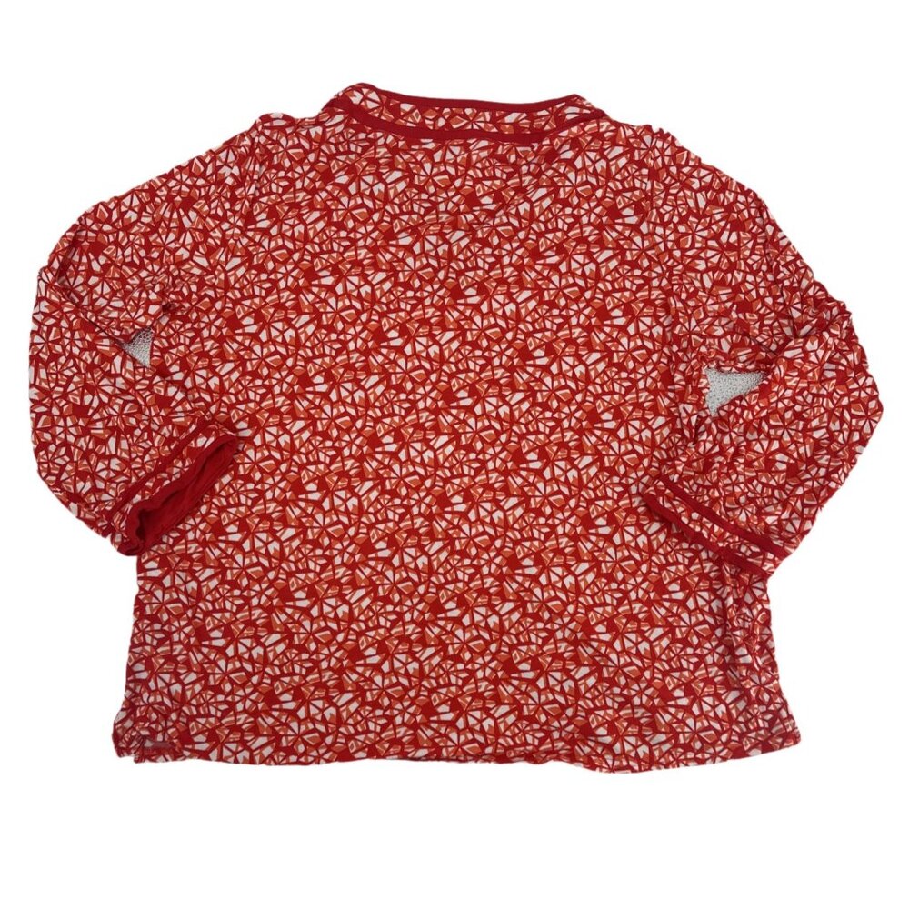 ✨ Jessica London Rust Red Geometric Abstract V-Neck Blouse Plus Size 2X ✨ - Picture 4 of 7